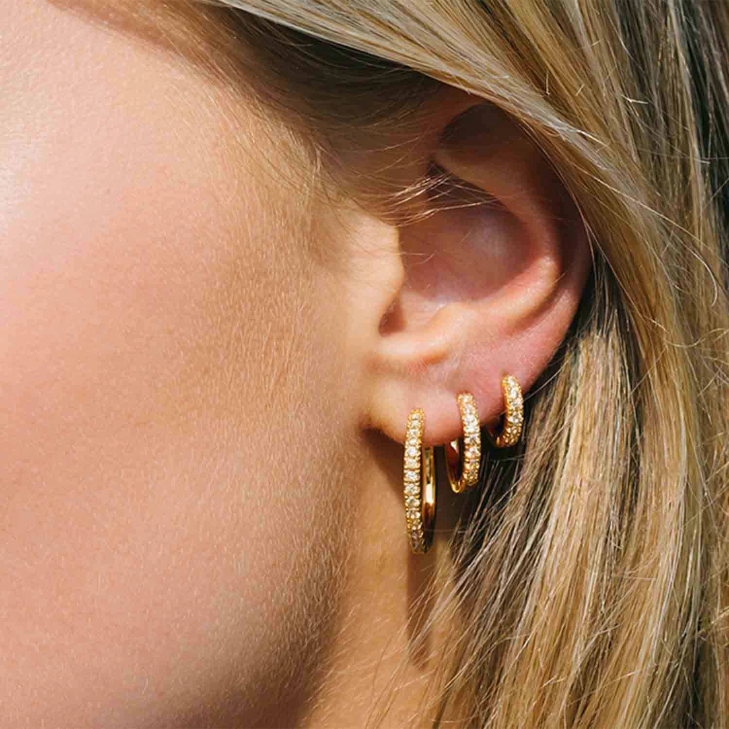 Gold Plated Ellera Piccolo Earrings SJ-E1066-CZ-YG