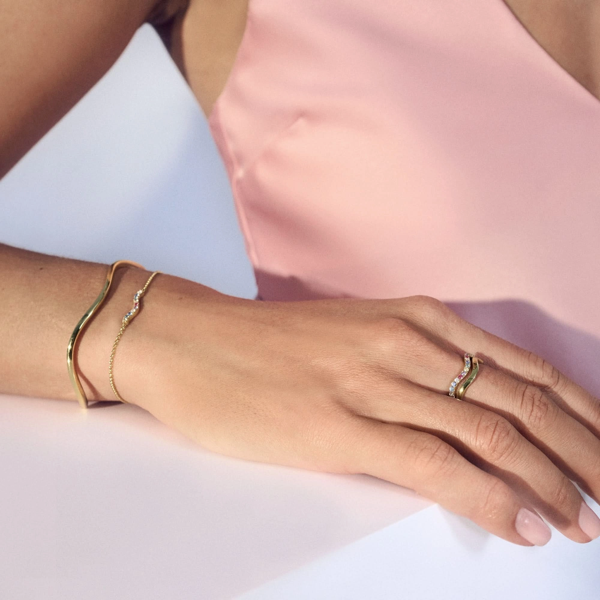 Gold Plated Ellera Waves Pianura Ring SJ-R3869-YG