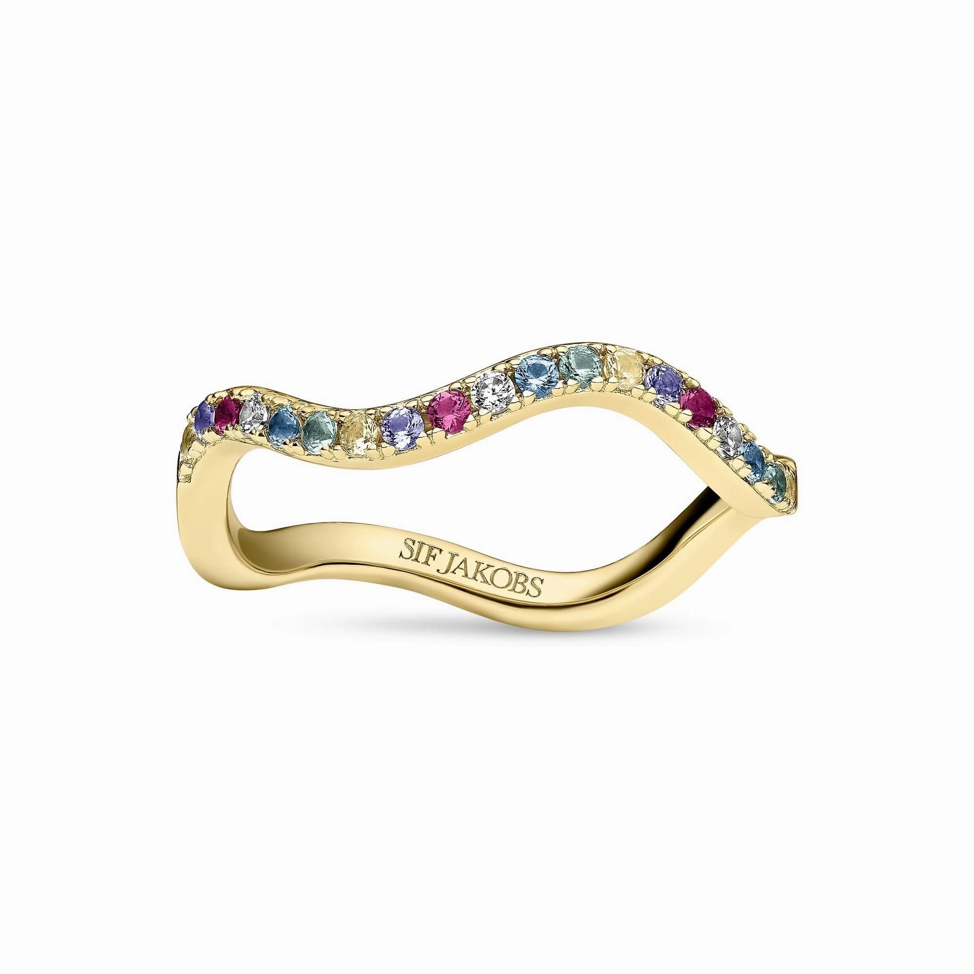 Gold Plated Ellera Waves Ring SJ-R3869-XCZ-YG