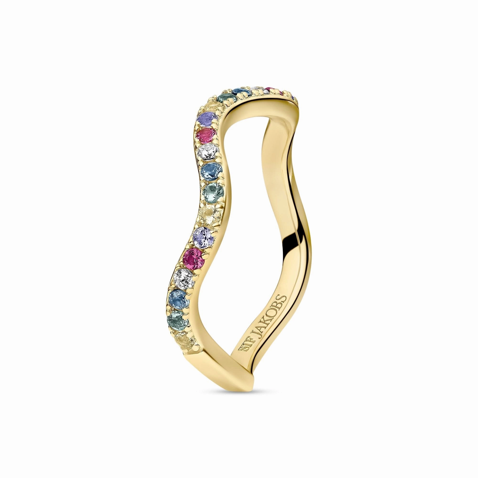 Gold Plated Ellera Waves Ring SJ-R3869-XCZ-YG