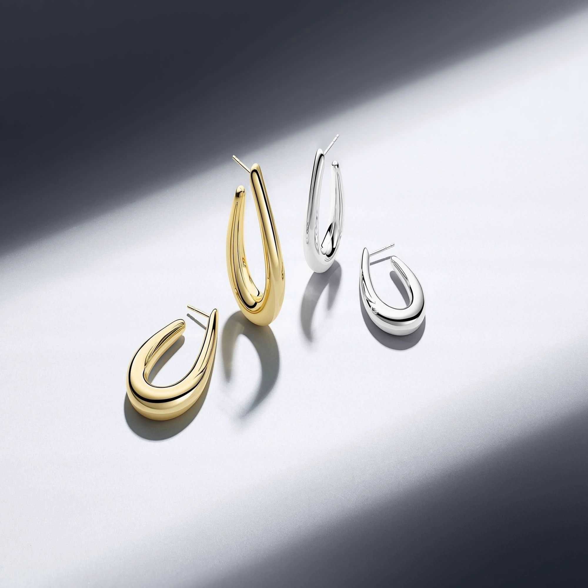 Gold Plated Goccia Pianura Grande Earrings SJ-E2485-YG