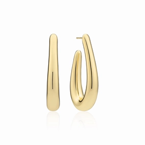 Gold Plated Goccia Pianura Medio Earrings SJ-E2484-YG