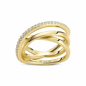 Gold Plated Spirale Ring SJ-R2590-CZ-YG
