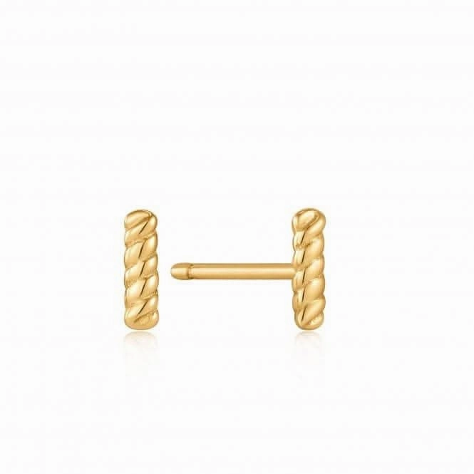 Gold Rope Bar Stud Earrings E036-01G