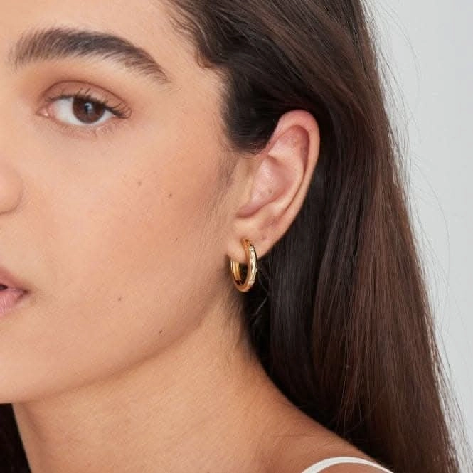 Gold Scattered Stars Hoop Earrings E034-06G