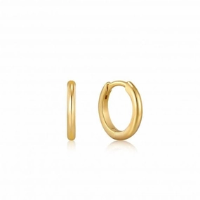 Gold Smooth Huggie Hoop Earrings E035-14G