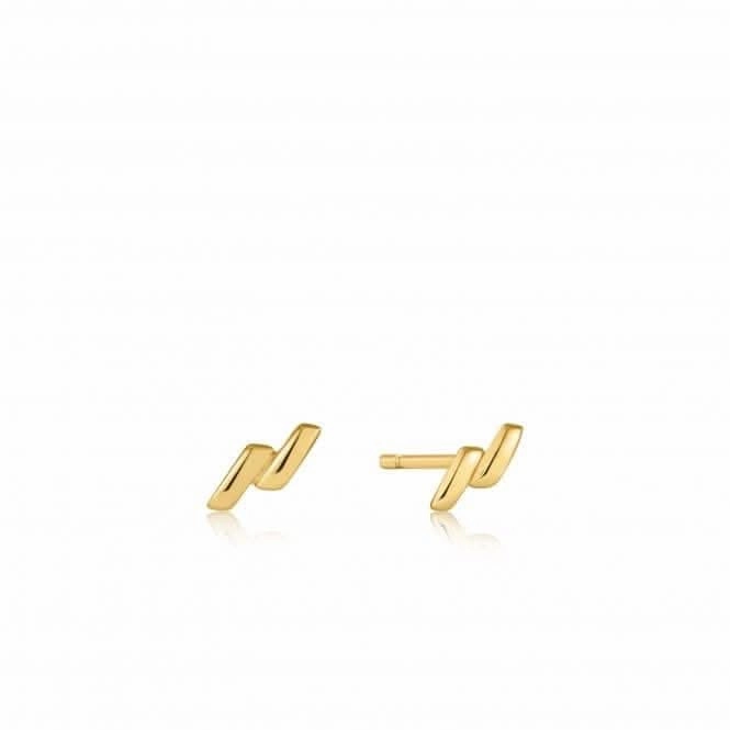 Gold Smooth Twist Stud Earrings E038-01G