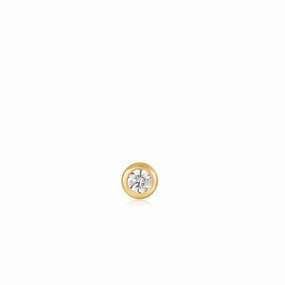Gold Sparkle Bezel Barbell Single Earring E035-06G