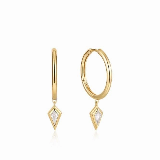 Gold Sparkle Drop Pendant Hoop Earrings E041-05G-W