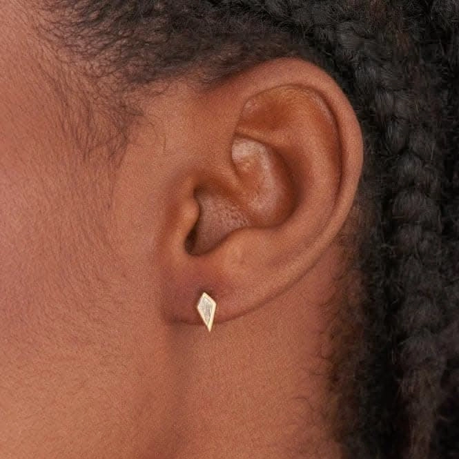 Gold Sparkle Emblem Single Barbell Earring E041-01G-W