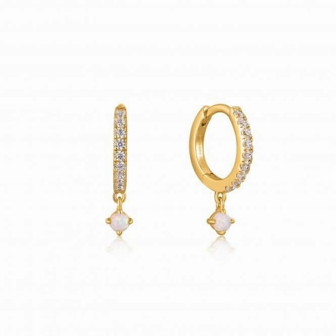 Gold Sparkle Kyoto Opal Drop Huggie Hoop Earrings E034-04G
