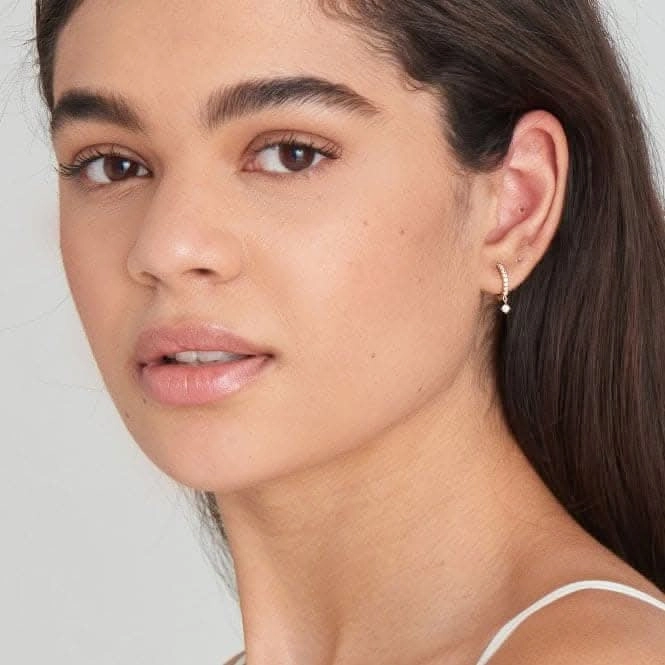 Gold Sparkle Kyoto Opal Drop Huggie Hoop Earrings E034-04G