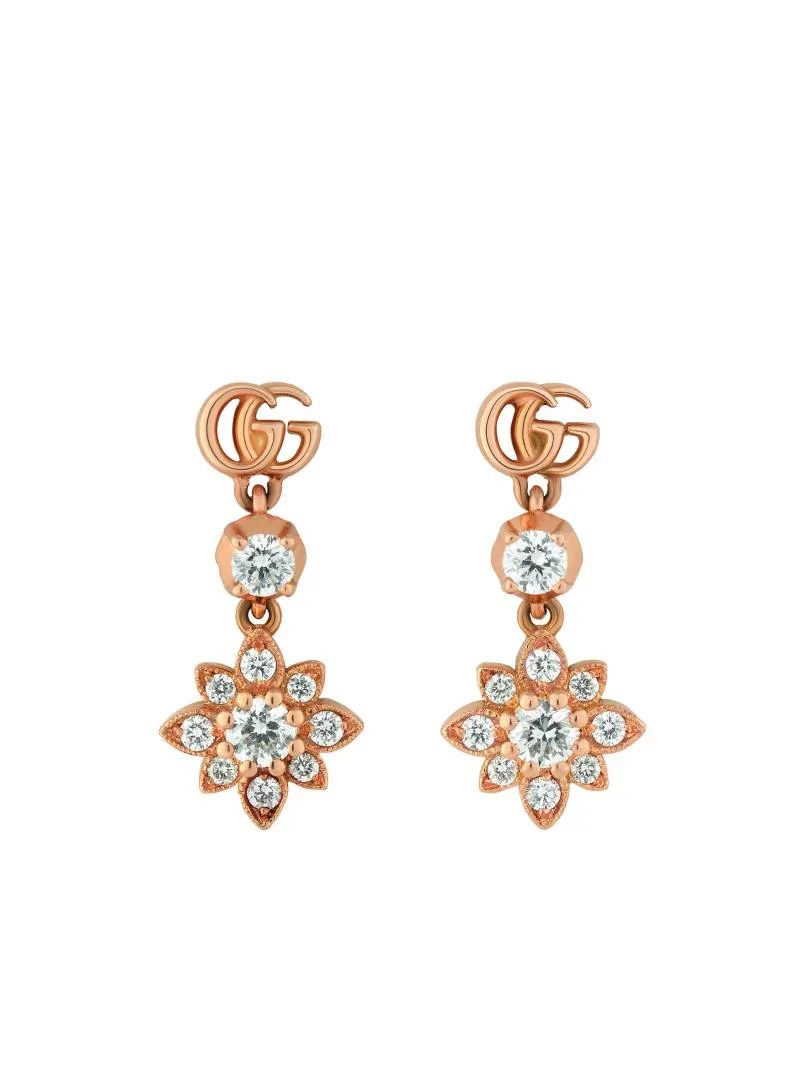 Gucci Flora 18ct Rose Gold Diamond Drop Earrings D