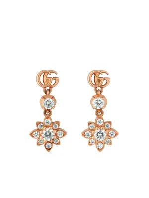 Gucci Flora 18ct Rose Gold Diamond Drop Earrings D