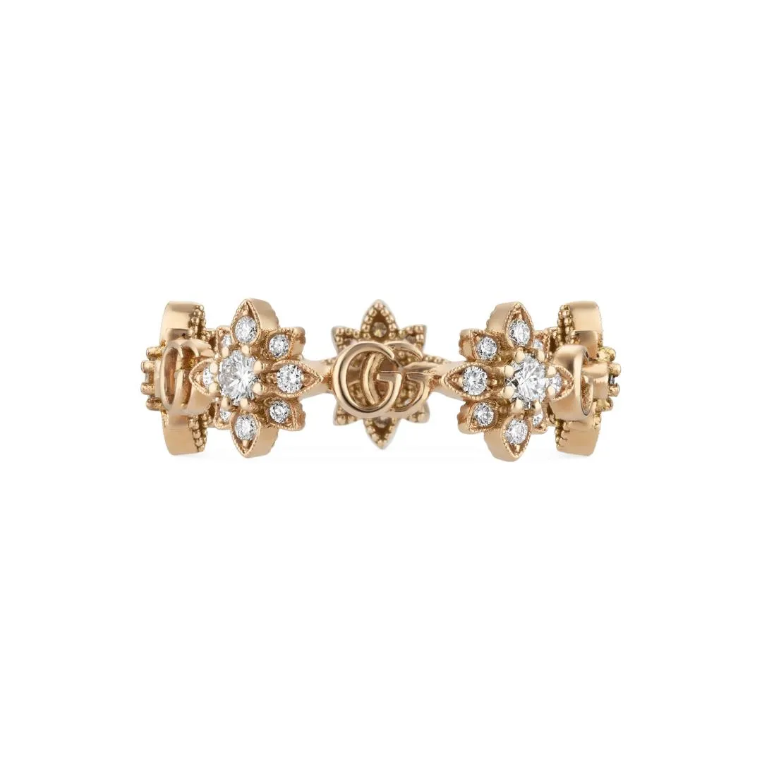Gucci Flora 18ct Rose Gold Diamond Ring D