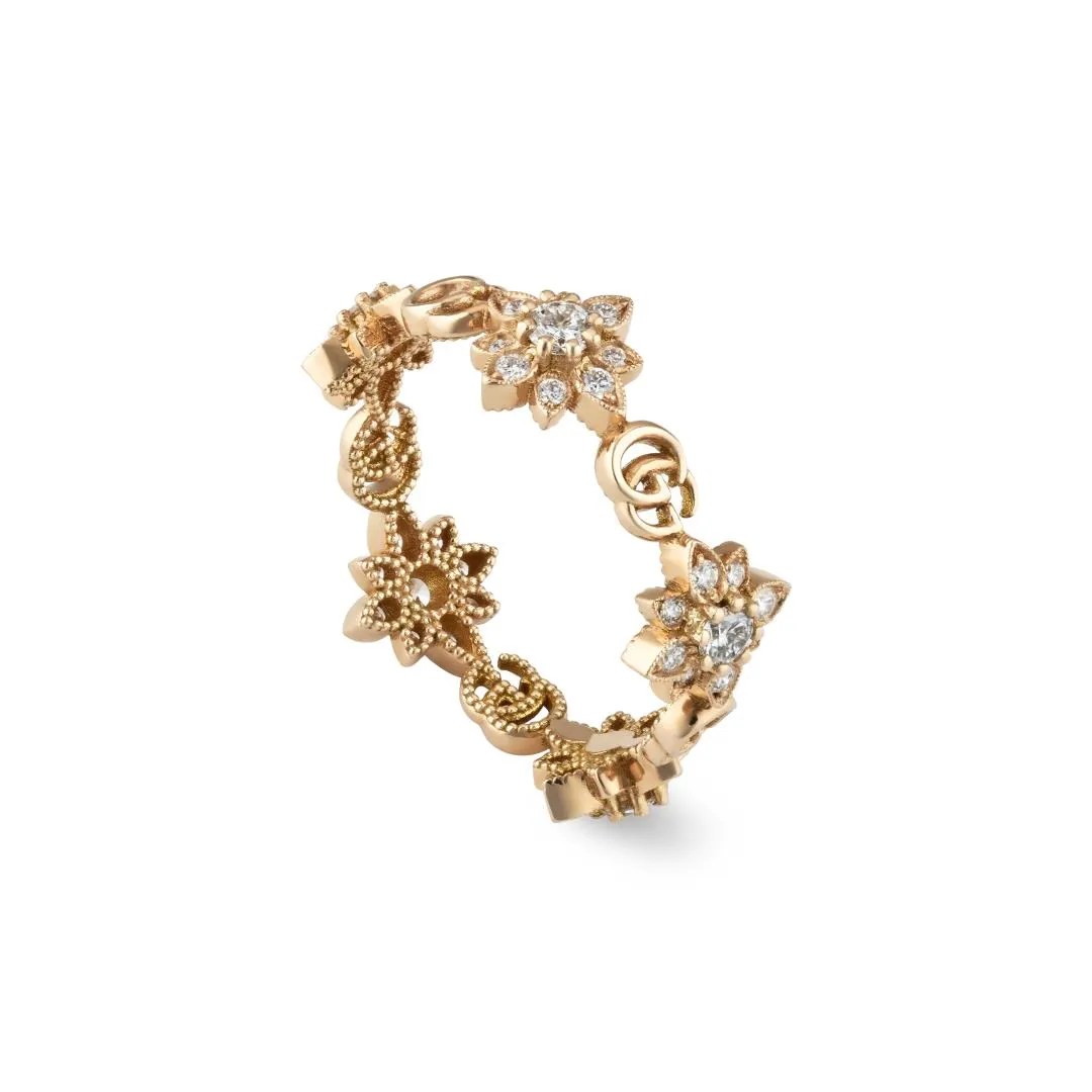 Gucci Flora 18ct Rose Gold Diamond Ring D