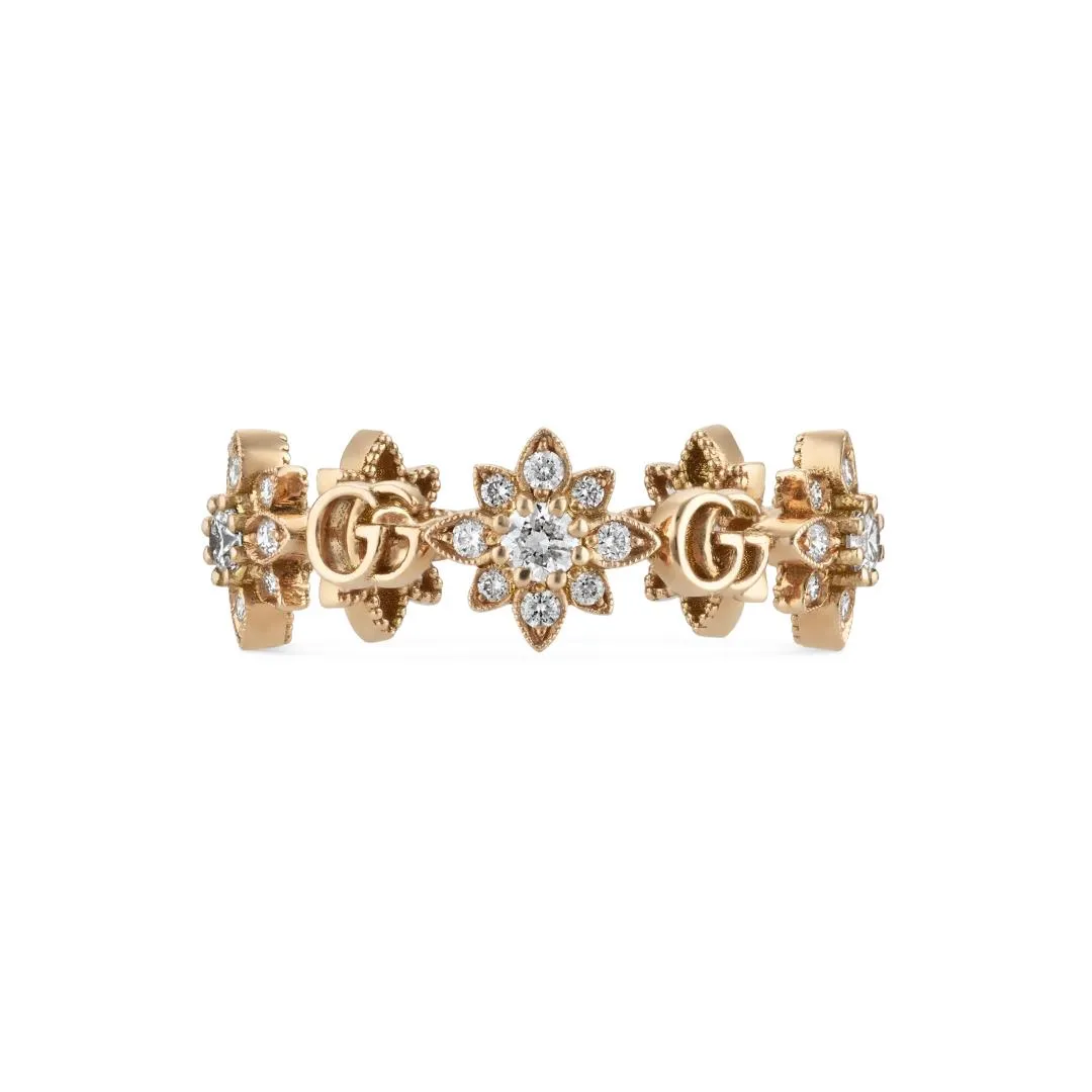 Gucci Flora 18ct Rose Gold Diamond Ring D