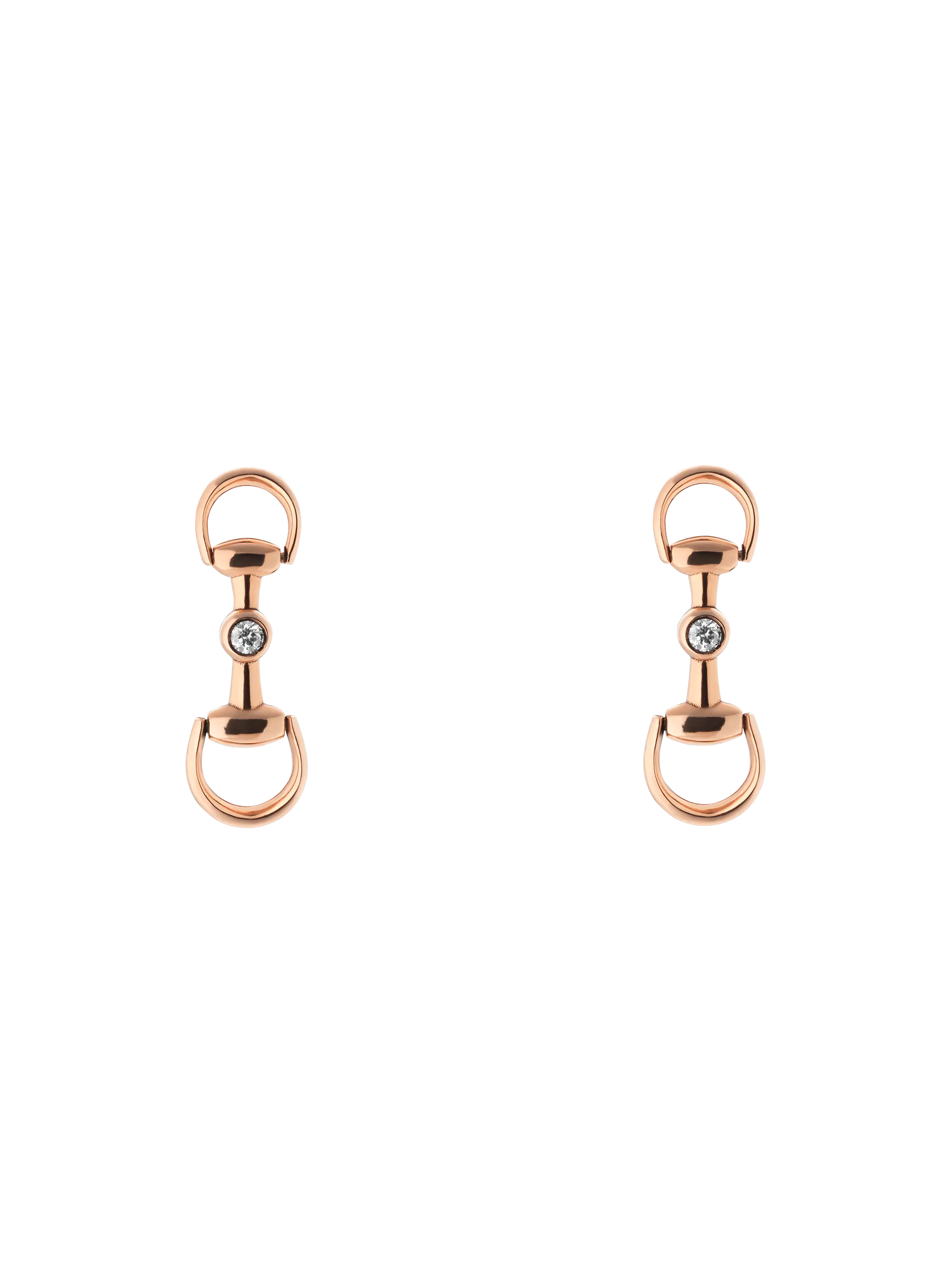 Gucci Horsebit 18ct Rose Gold 0.05ct Diamond Drop Earrings