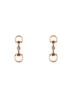 Gucci Horsebit 18ct Rose Gold 0.05ct Diamond Drop Earrings