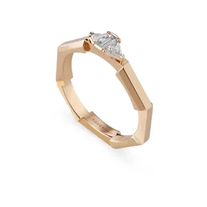 Gucci Link to Love 18ct Rose Gold Diamond Baguette Three Stone Ring