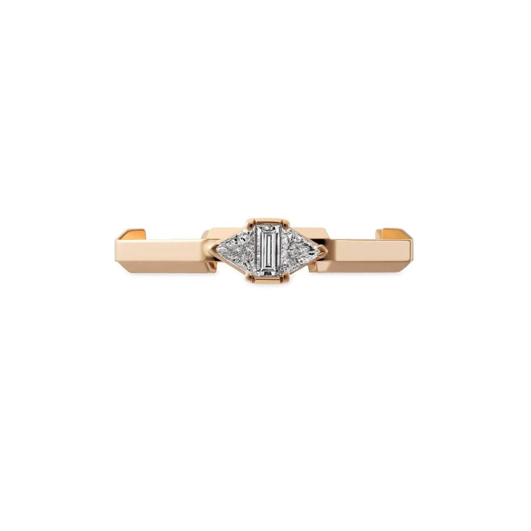 Gucci Link to Love 18ct Rose Gold Diamond Baguette Three Stone Ring