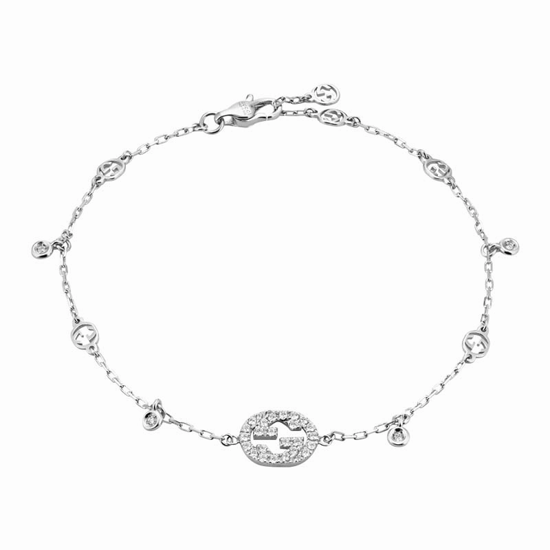 Gucci Interlocking 18ct White Gold 0.20ct Diamond Bracelet