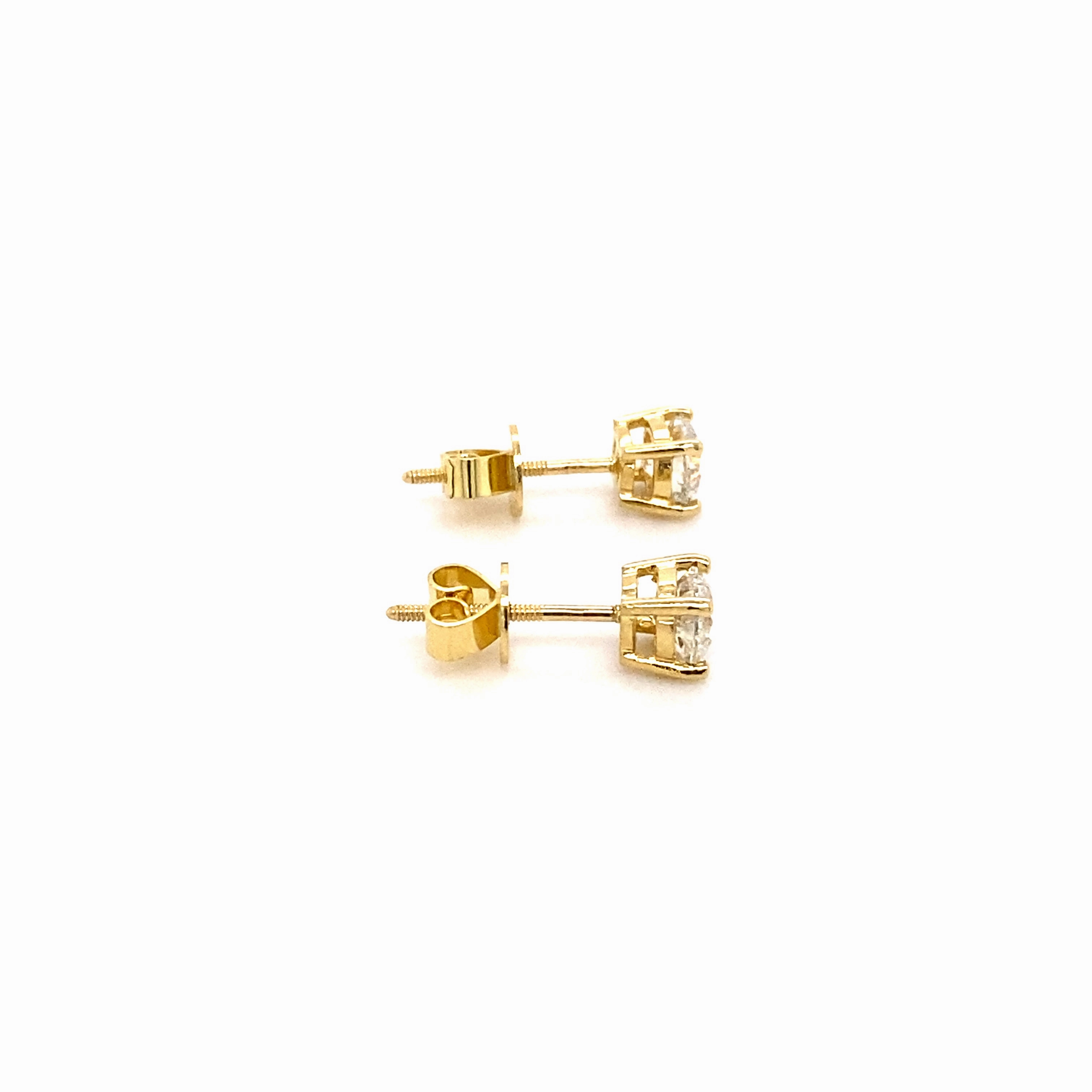 Half Carat Diamond Earrings in Yellow Gold