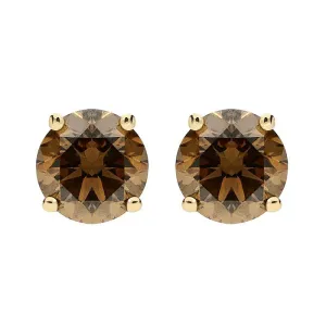 Hans D. Krieger 18ct Rose Gold 0.80ct Brown Diamond Stud Earrings D