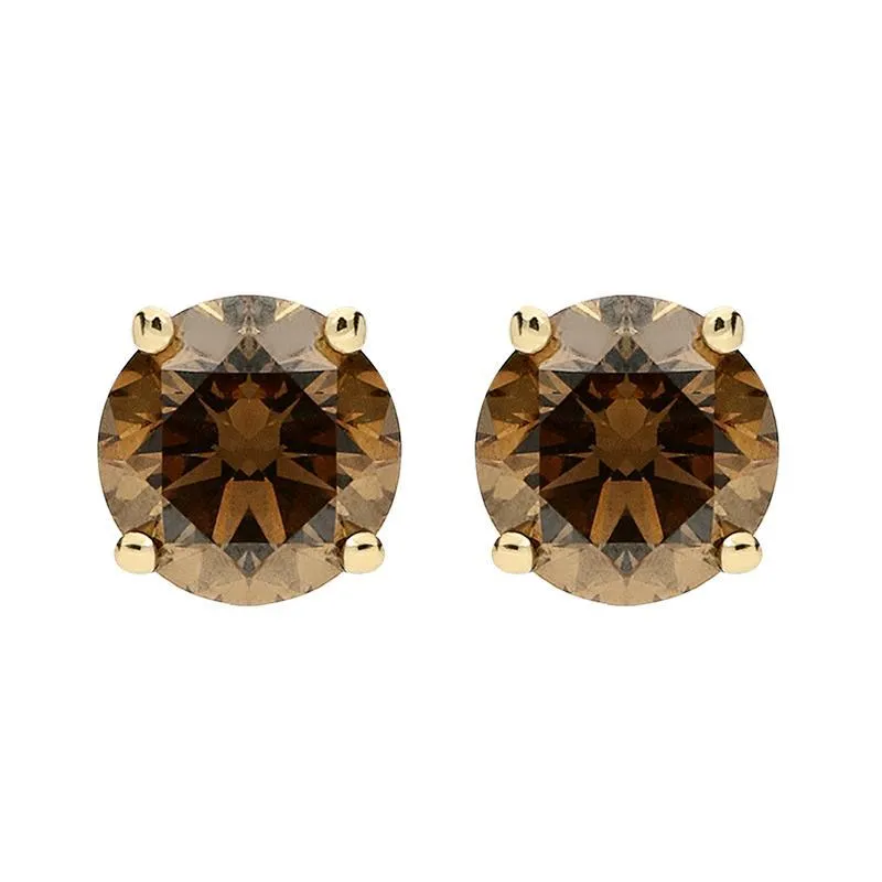 Hans D. Krieger 18ct Rose Gold 0.80ct Brown Diamond Stud Earrings D