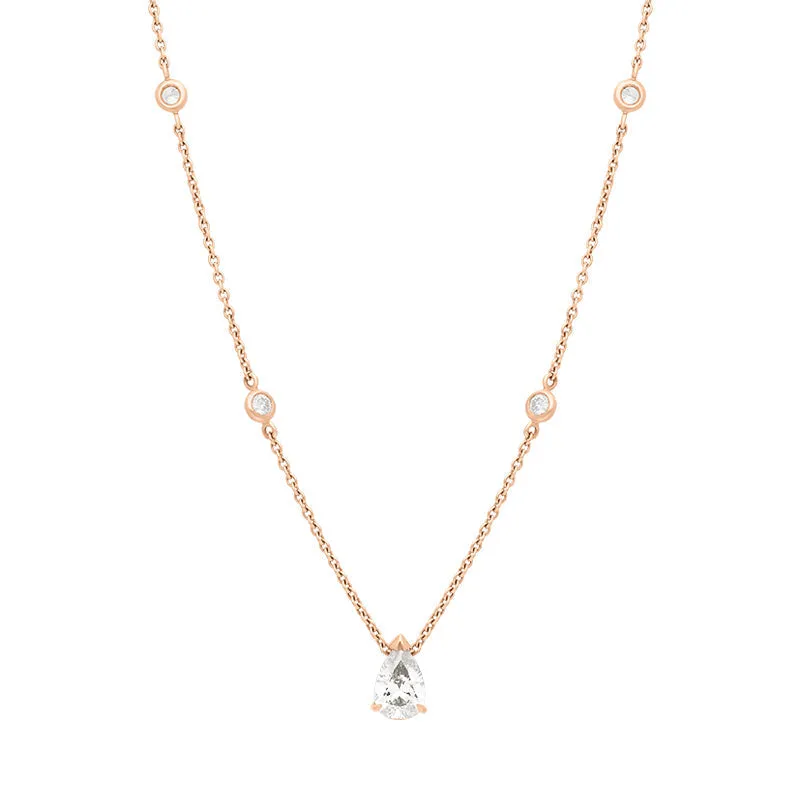 Hans D Krieger 18ct Rose Gold 0.90ct Diamond Pear Cut Necklace D