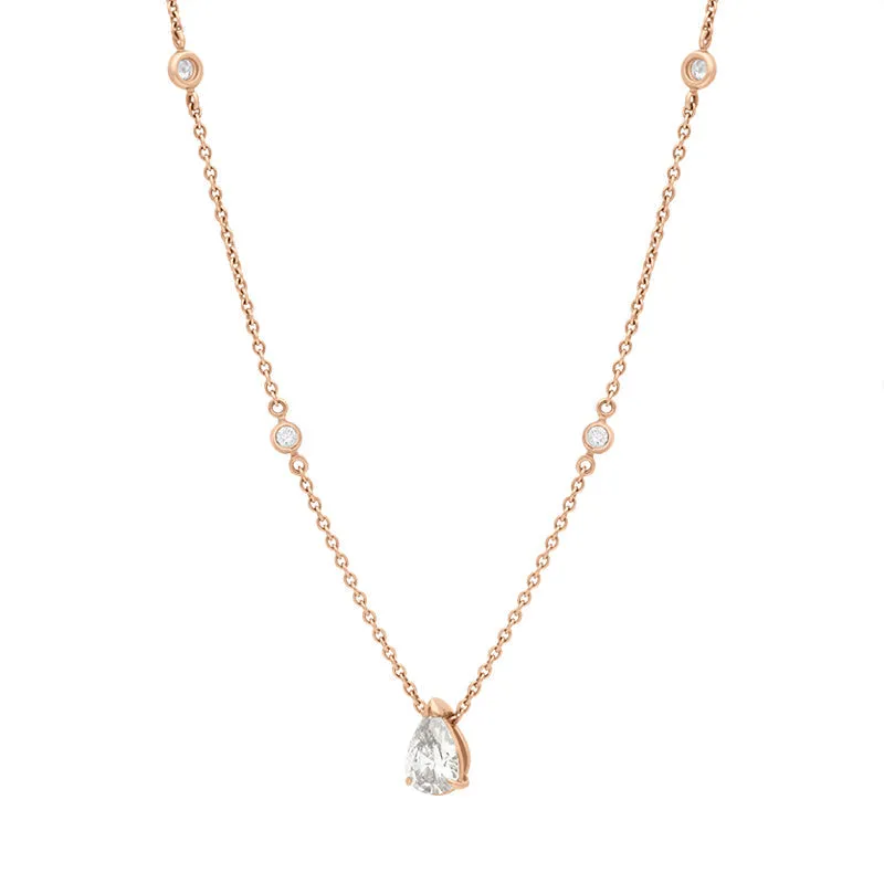 Hans D Krieger 18ct Rose Gold 0.90ct Diamond Pear Cut Necklace D