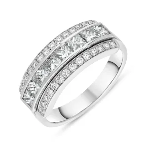 Hans D Krieger 18ct White Gold 1.26ct Diamond Three Row Eternity Ring D