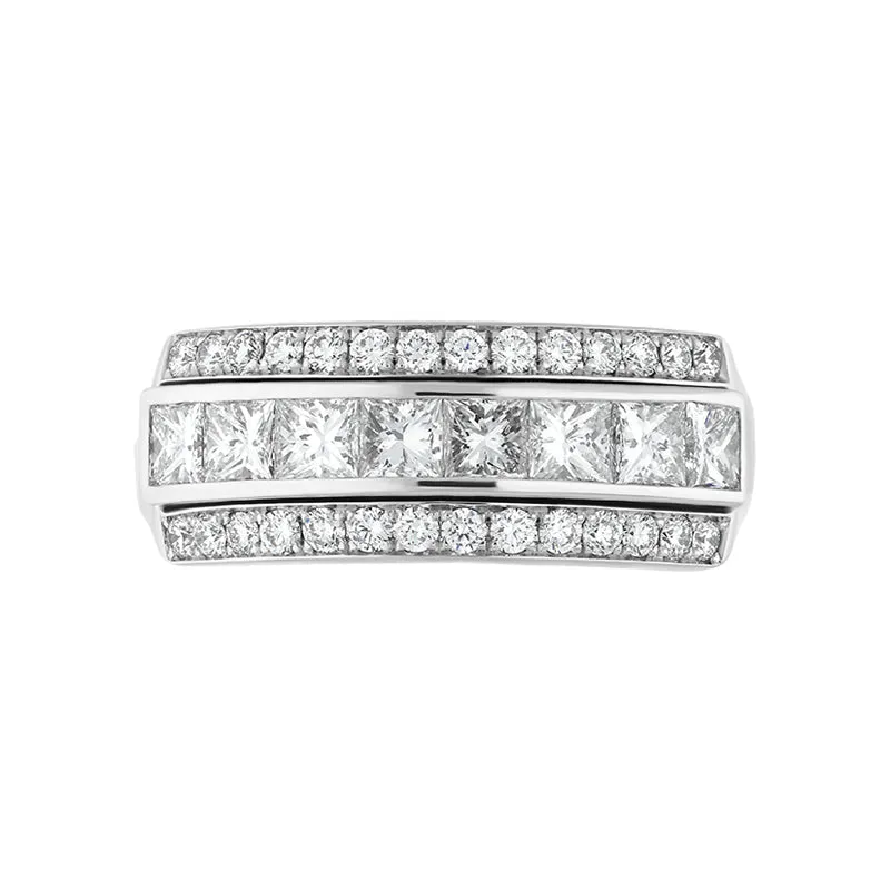 Hans D Krieger 18ct White Gold 1.26ct Diamond Three Row Eternity Ring D