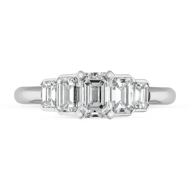 Hans D Krieger 18ct White Gold 1.62ct Diamond Emerald Cut Ring D