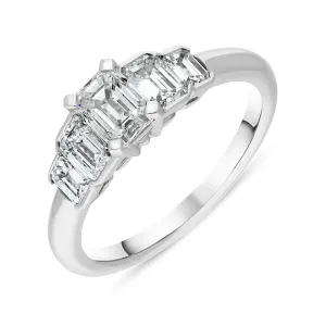 Hans D Krieger 18ct White Gold 1.62ct Diamond Emerald Cut Ring D