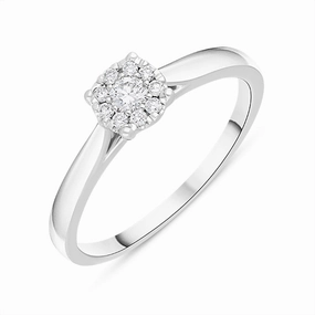 Hans D Krieger 18ct White Gold 0.17ct Diamond Cluster Ring