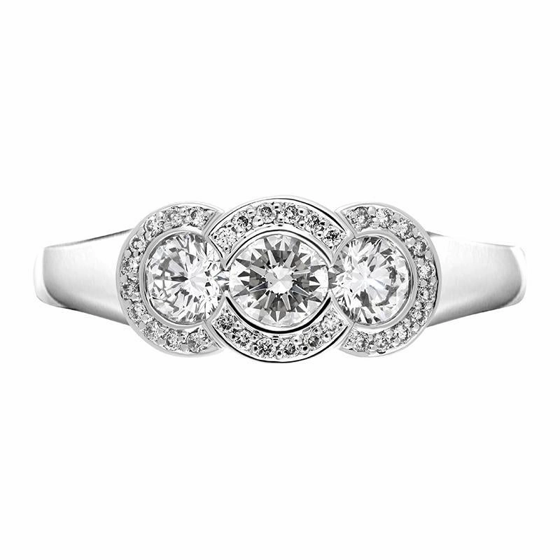 Hans D Krieger 18ct White Gold 0.69ct Diamond Round Trilogy Ring