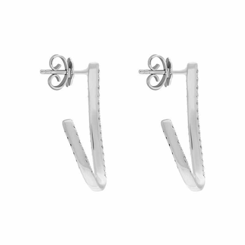 Hans D. Krieger 18ct White Gold Diamond Pave Drop Earrings D
