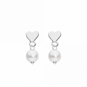 Heart Charm with 5mm Fresh Water Pearl Stud Earrings 57735FP
