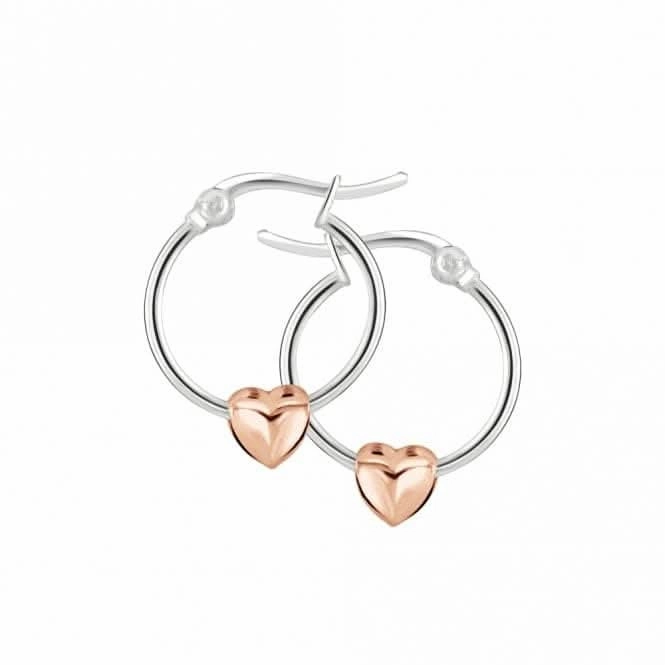 Heart Puff Rose Gold Plated Sleeper Hoop Earrings 41002RG