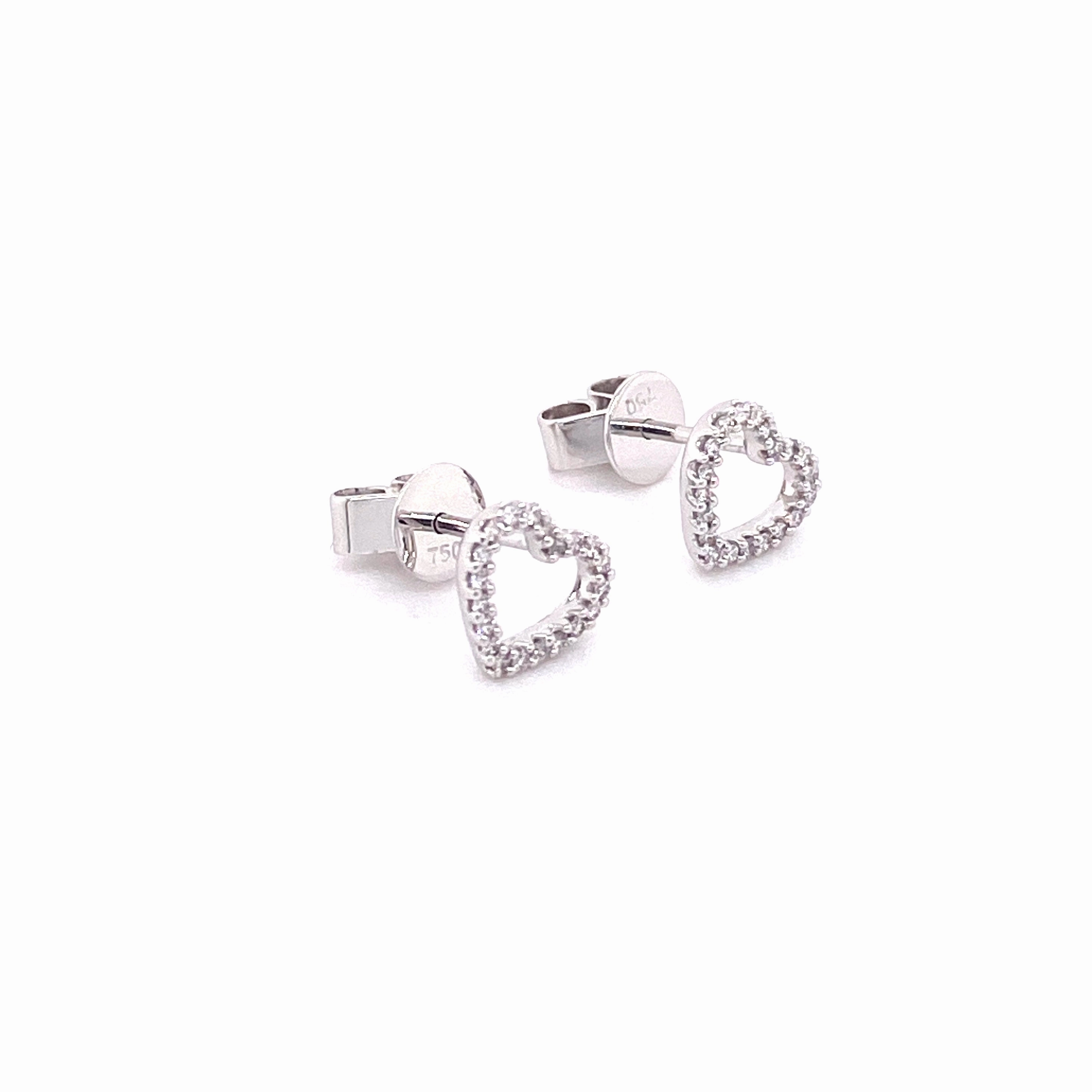 Heart Stud 18ct Whitegold Earrings