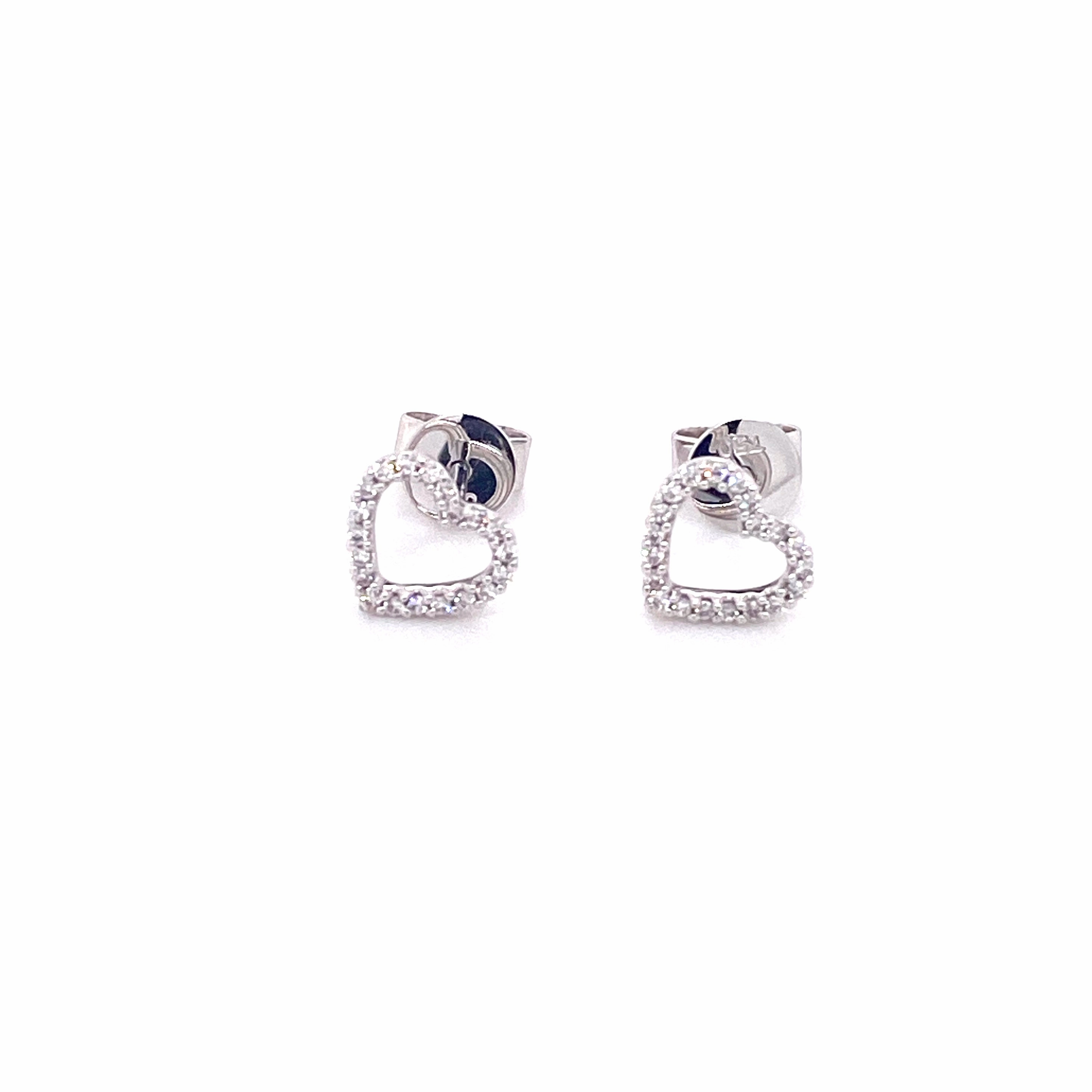 Heart Stud 18ct Whitegold Earrings