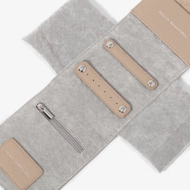 Hello Beautiful Soft Tan 12.5cm X 11cm Jewellery Roll 6402