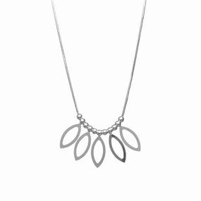 High Polish 925 Sterling Silver Multi Almond Shaped Dangle Necklace- SPN00010