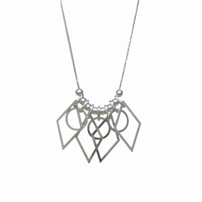 High Polish 925 Sterling Silver Multi Shaped Necklace- SPN00014