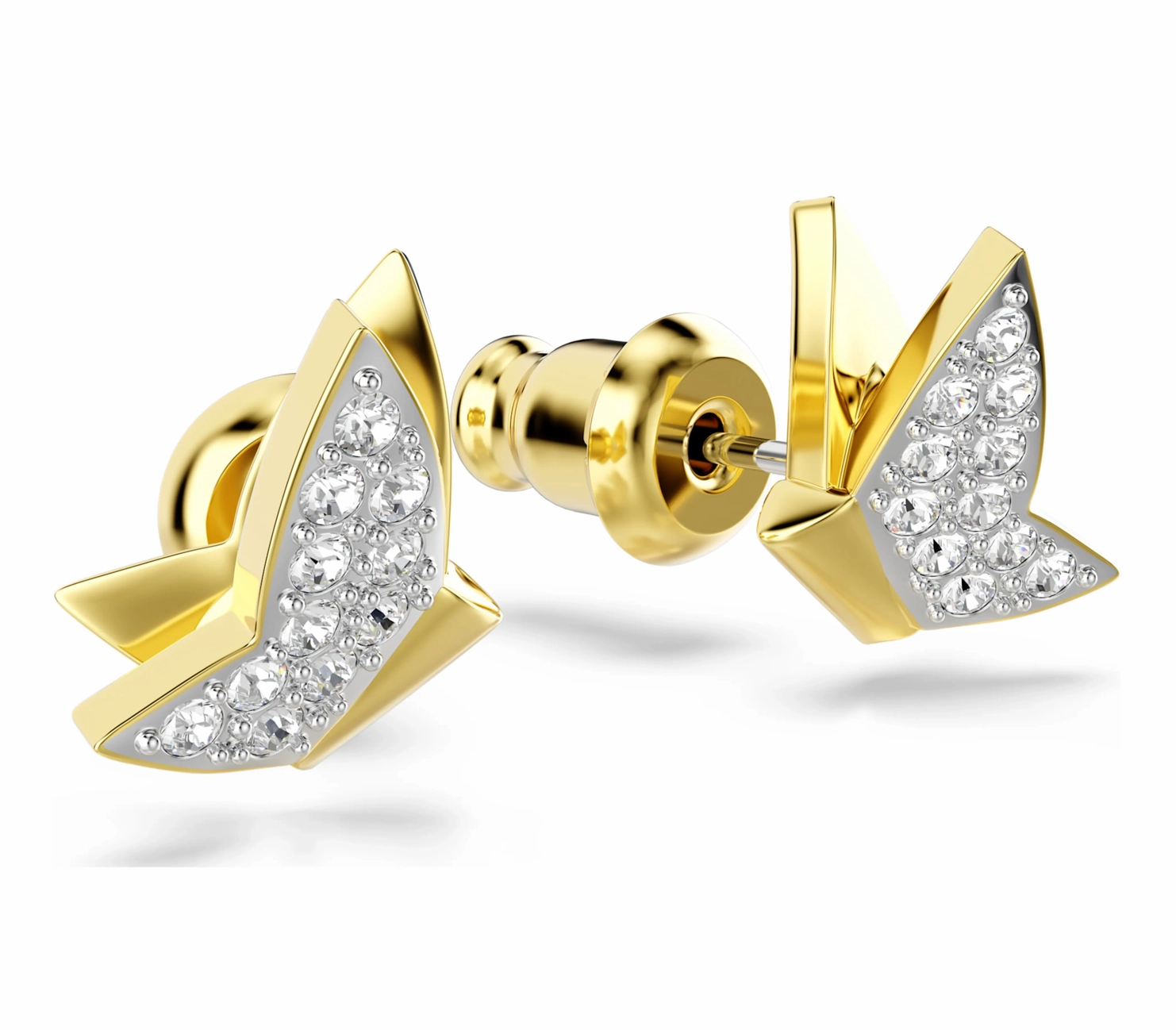Idyllia Lilia: White Butterfly Gold Earrings
