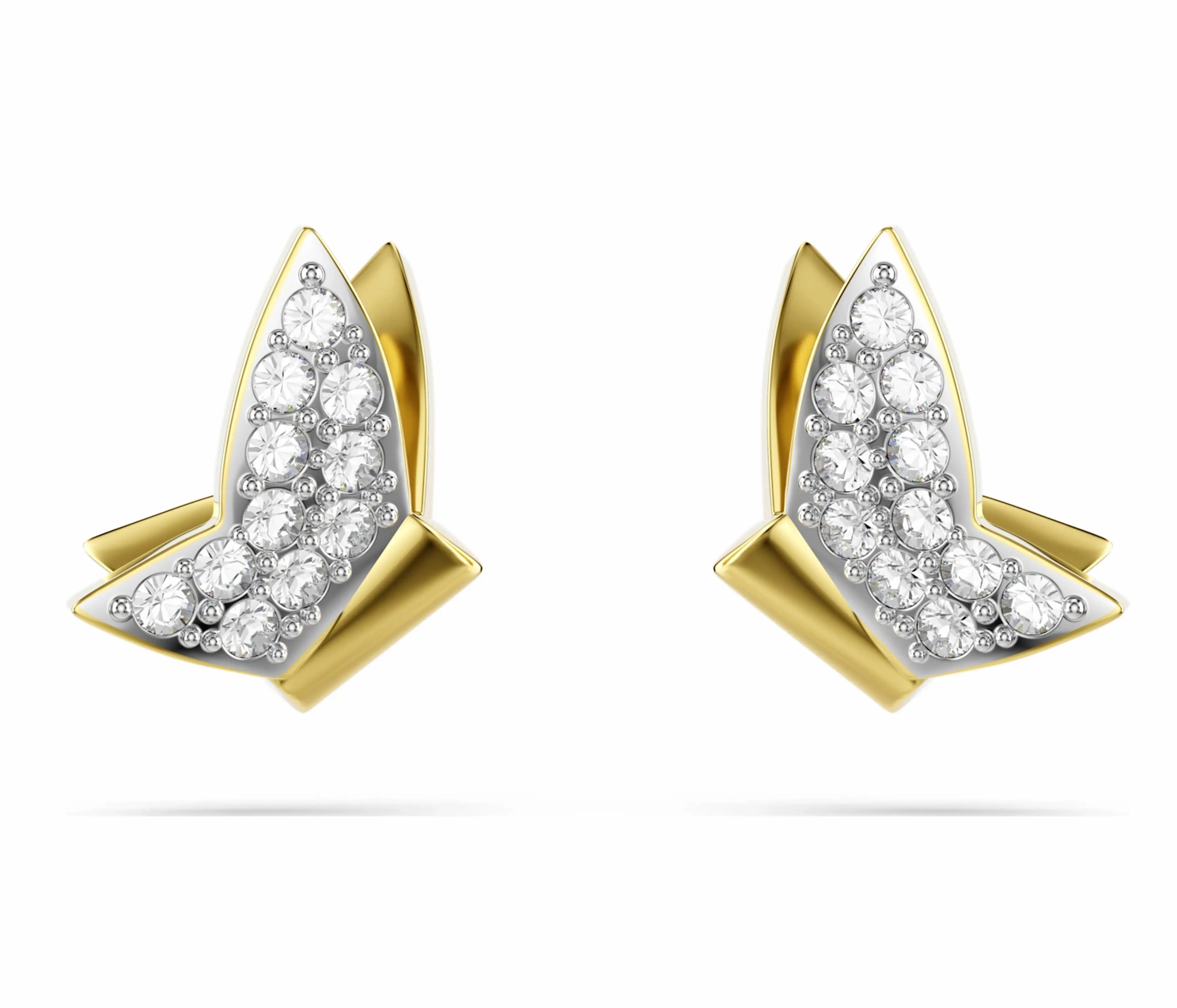Idyllia Lilia: White Butterfly Gold Earrings