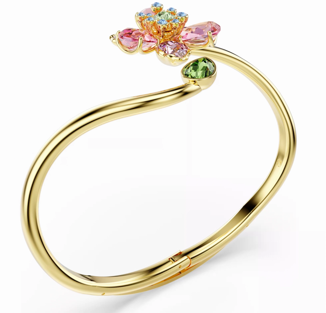 Idyllia Mixed Cuts Flower Multicoloured Gold Bangle