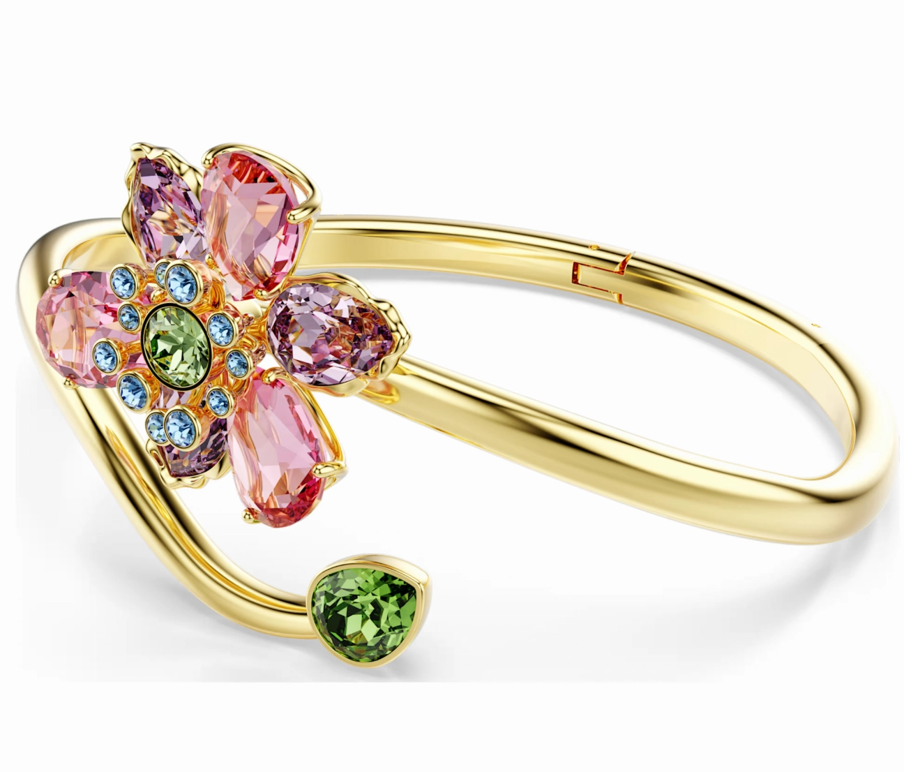 Idyllia Mixed Cuts Flower Multicoloured Gold Bangle