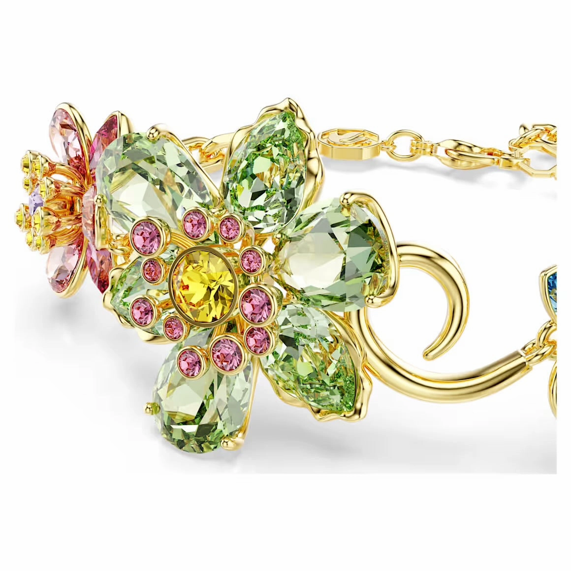 Idyllia Multicoloured Mixed Cuts Gold Bracelet